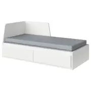 FLEKKE day-bed w 2 drawers/2 mattresses, white/Ågotnes firm, Single