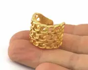 Chain Adjustable Ring Gold Plated brass (18mm 8US inner size - Adjustable ) 2642