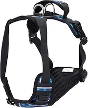 TOTTO - Heikul Dog Chest Harness, Medium, Small Dog Harness, Adjustable, Reflective Details, Loop and Handle, Easy to Fit, Lightweight with Blue and Green