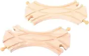 Wooden Track Double Curved Turnouts (2 pk) - Compatible with Bigjigs Train Sets and Most Wooden Train Set Brands, Quality Bigjigs Train Accessories