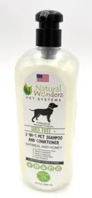 Natural Wunderz 2-In-1 Shed Free Dog SHAMPOO & CONDITIONER Oatmeal & Honey 32 oz