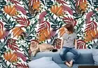 3D Tropical Leaf Brown Pattern Wallpaper Wall Murals Removable Wallpaper