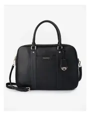 [Madison Accessories] Trudi Double Zip Top Laptop Work Bag with Crossbody Strap in Black