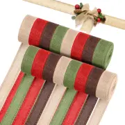 16 Rolls 87 Yards Burlap Ribbon Christmas Wired Edge Ribbons Christmas Fabric...