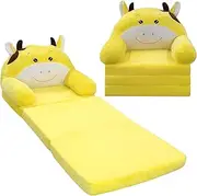 Monniebaby Kids Sofa Toddler Chair, Comfy Fold Out Couch, 2-in-1 Convertible Sofas to Lounger, Fold Out Toddlers Sofa Bed for Playroom Bedroom Living Rooms