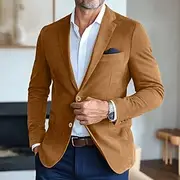 Men's Faux Suede Blazer Faux Suede Jacket Business Attire Company Party Fashion Casual Fall / Winter Faux Suede Plain Buttons Pocket Comfortable Single Breaste