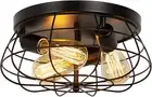 Farmhouse Flush Mount Ceiling Light Black Ceiling Light Fixtures 3-Light Industr
