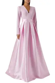 [Rhea Costa] IVY SOFT CREPE AND MIKADO LONG DRESS IT 46 BLUE