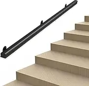 Black Natural White Handrail for Stair Outdoor Indoor Grab Bar Rail, Hand Rails with Solid Wood Handrail + Sturdy Metal Barckets, Staircase Banister Rails(Black,14ft/420cm)