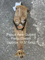 Penis Sheath - NWT Koteka Woven Straw - Face & Animal Papua New Guinea PNG 19.5”