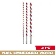 Milwaukee Ship Auger Drill Bit Set Wood Drilling Tool Bits Impact Rated 3 Piece