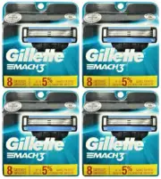 Gillette Mach3 Razor Blade Refills, 8 Cartridges (Pack of 4)