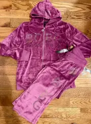 BCBGMAXAZRIA BARBIE CORE VIVID VIOLA Rhinestone/MULTI-FACETED GEMS TRACKSUIT S