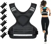 OZMSHF Weighted Vest for Women and Men, 6-10Kg Adjustable Weighted Vest with Reflective Strip, Body Weight Vest for Walking, Running, Fitness, Strength Training