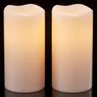 Outdoor Candles with Timer Waterproof, 6" x 3" Set of 2 Pillar Candles Batter...