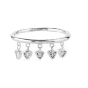 14K Solid Gold Diamond Dangle Element Ring Size 6, 7, 8 - White Gold