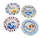 NEW Nautica French Sun Sky Beach Sea 8.5" Melamine Salad Side Plates Set of 4