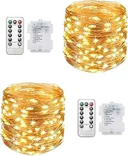 Clearhill Fairy Lights 2Pack, 32.8FT 100LED Twinkle String Lights Battery（Not Included） Operated with Remote Control, 8 Modes, Timing & Dimmable for Christmas Bedroom Indoor Outdoor Decor
