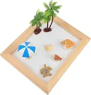 Kisangel 1Set Miniature Ocean Scene Decorative Sand Tray Zen Garden Table Decor for Home Office Relaxation Meditation Aid Present for Mindfulness and