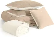 UGG 32540 Remina King-California King 5-Piece Comforter Set Luxurious Comforter and Two Shams with 18 x 18-inch Decorative Throw Pillow and 50 x 60-inch Throw Blanket, King, Birch
