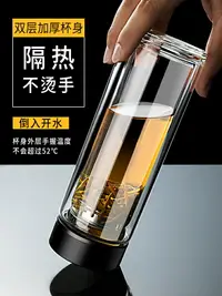 在飛比找樂天市場購物網優惠-茶杯個人專用玻璃水杯男士泡茶杯防摔保溫杯家用雙層隔熱防燙杯子