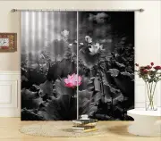 3D Lotus leaf 7 Blockout Photo Curtain Printing Curtains Drapes Fabric Window AU