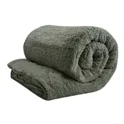 Grey Super Warm Teddy Bear Fleece Thermal Winter Quilt Doona Duvet Cover Set
