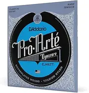 D'Addario Guitar Strings - Pro-Arte Classical Guitar Strings - EJ46TT Dynacore - Silver Plated Wrap, Composite Dynacore, Titanium Nylon Trebles - Hard Tension, 1-Pack