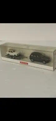 NEW WIKING 0097 40 37 VW TOUAREG SUV W/ TRABANT 601 S ON TRAILER HO 1:87 SCALE