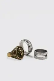 BOOHOO Ring Men's Lion Head Embossed Bronze Gold Tone Fashion Jewelry Size: 11.5