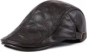 [HAMKVBPR] Men's Leather Hat Men's Duck Tongue Hat Warm Forward Beret Female Autumn and Winter(Dark Brown,Large)