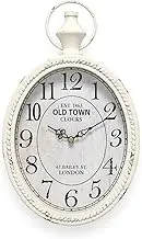 Menterry Small Retro Oval Wall Clock, Antique Old Design, White Vintage Style, Battery Operated Silent Decor Wall Clocks for Kitchen,Bedroom,Farmhouse,Bathroom (11.2" H x 6.7" W)