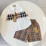 BURBERRY 新款兒童夏季短袖格子襯衫夏裝翻領襯衫