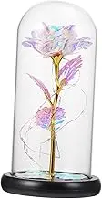 Cabilock 1pc LED Light Rose Adornment Artificial Eternal Flower with Cover Elegant Decor for Valentine's Day Mother's Day and Home Decoration No Watering Required Beautiful Present for