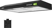 CIARRA ASB6903D 60cm Visor Cooker Hood A+ Energy Efficient Wall Mounted Undercabinet Range Hood Black, 220m³/h Quiet Extractor Fan with Top Venting