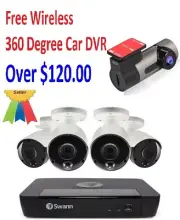 Swann NVR8-8580 8CH 4K 2TB 4x 5MP Cameras With 360 Degree Car DVR