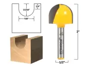 7/8" Diameter Core Box Router Bit - 1/4" Shank - Yonico 19104q
