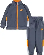 [Nike] Little Boys Full Zip Tricot Jacket and Pants 2 Piece Set (Grey(76H980-M19)/Orange, 4 Years)