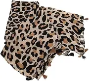 [TINEASUR] Women Cotton Scarf Print Scarf Oversized Scarf Animal Print Spring Leopard Print Oblong Scarf Beige Scarf Leopard Scarf Fall Scarf Shawl Blanket Miss European and American