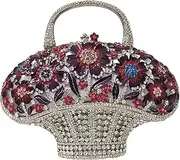 [HUANG ZHUANG] Fancy Vintage Flower Crystal Clutch Sunflower Basket Rhinestone Purse Women Evening Bag Party Cocktail Bag