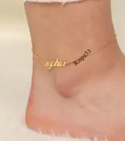Women's Fancy Solid Metal Personalized Cursive Letter Name 8" Anklet 925 Silver