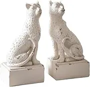 Unique Bookends French Vintage Cat Book Holder - White Resin Bookends for Shelves, Heavy and Decorative Bookends, Unique Book Rack and Stoppers Antique Decor