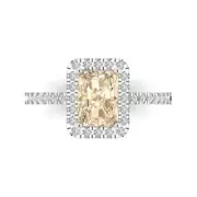1.85 Emerald Real Morganite Promise Bridal Wedding Designer Ring 14k White Gold