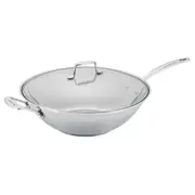 Scanpan Impact 32cm Stainless Steel Wok w/Lid Round Induction Stir Frypan Silver