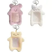 Plush Rabbit Card Holder Cartoon Bear Card Sleeve Bus Card Holder with Keychains