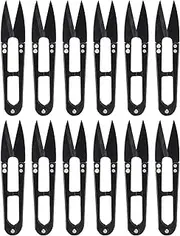 Baxnore 12PCS Spring Yarn Scissors, U Shaped Sk5 High Carbon Steel Thread Clipper,U-Shaped Yarn Scissors, Left Right Hand Use for Fabric Crafts 123x27mm