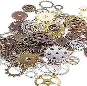 BIHRTC 100 Gram DIY Assorted Color Antique Metal Steampunk Gears Charms Pendant Clock Watch Wheel Gear for Crafting Jewelry Making Accessory