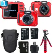 Kodak PIXPRO WPZ2 Digital Camera (Red) + 1 Yr Warranty +Tripod + Case -32GB