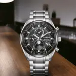 【CITIZEN 星辰】月相錶 光動能錶 電波錶 計時鈦金屬手錶 男錶 指針錶-43MM(BY1018-80E 職場新鮮人必備)
