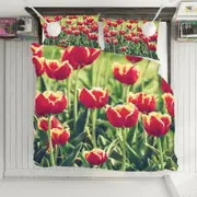 3D Red Tulip 254 Bed Pillowcases Quilt Queen Size